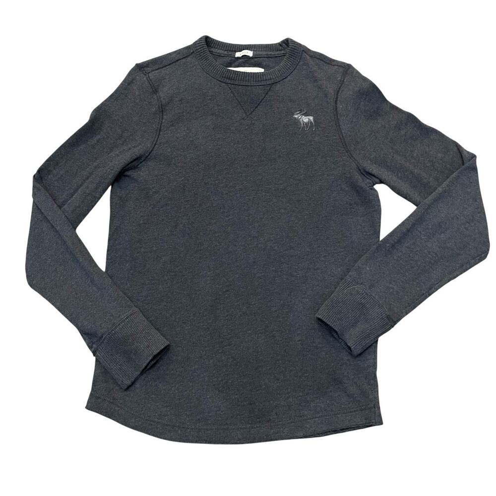 Y2K Abercrombie And Fitch Mens Muscle Sweater Medium Dark Gray Fitted Preppy - Picture 1 of 7